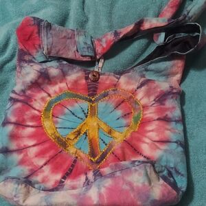 Tie-Dye Peace Sign Tote Bag